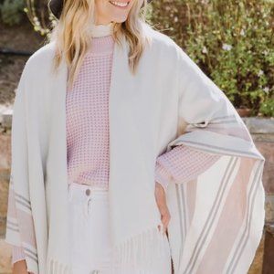 Siizu Poncho/Cardigan - Cream/Pink/Gray - Never worn